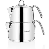 Korkmaz Caydanlik-Teekanne Perla Maxi A028, 2,2 l, (2-St), 1,2L/2,0L aus hochwertigem 18/10-Edelstahl