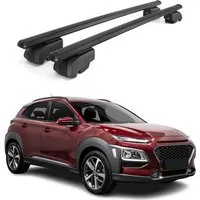 OMAC Dachträger Gepäckträger für Hyundai Kona 2017-2023 ABE Aluminium Schwarz 2x (2-St), Wasserbeständig,Abnehmbar,Multifunktional,Leichtgewichtig