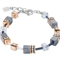 COEUR DE LION Armband Schmuck Edelstahl GeoCUBE® Armkette Würfelkette, Made in Germany - mit Swarovski® Kristall, Strassstein, Hämatit
