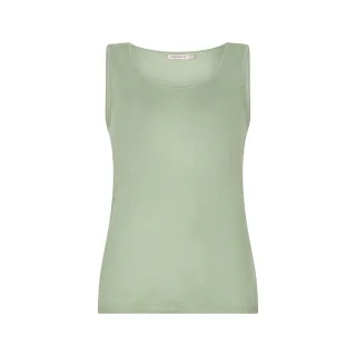 Esqualo - Ärmelloses Stricktop mit Lurex und Rundhalsausschnitt grün - Gr. - S