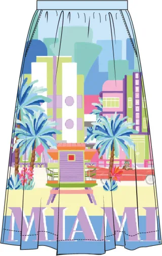 Milano Italy - Midiskirt w elastic waistband colorful print - Gr. - 40