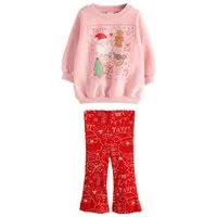 Next Top & Leggings Weihnachts-Sweatshirt und Schlagleggings im Set (2-tlg)