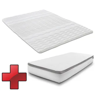 7 Zonen ergonomische Taschenfederkernmatratze Sleezzz Diamond T1000 90 x 200 cm, Höhe 23 cm, Härtegrad H2/H3, 1000 Federn/2m² + Matratzentopper / Matratzenauflage 90 x 200 cm