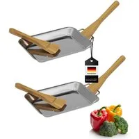 bremermann Grillpfanne Grillpfanne Set inkl. Bambus-Schaber, Edelstahl, Edelstahl (6-tlg., 2x Grillpfännchen, 4x Bambus-Spachtel)