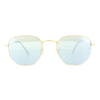 Lunettes De Soleil Ray-Ban Hexagonal 3548N 001/30 Miroir Argent Or 54mm