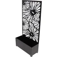 Dekoleidenschaft Blumenkasten mit Rankgitter, Metall schwarz, Pflanzkasten mit Spalier, 60x24x24 cm, mit Rankhilfe 122 cm hoch, Hochbeet mit Sichtschutz