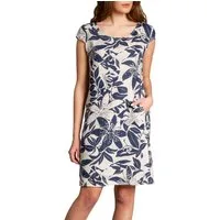 Caspar Sommerkleid SKL026 knielanges elegantes Damen Sommer Leinenkleid Luftig leicht, figurumspielende Form, mit seitlichem Jersey-Einsatz