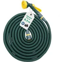 Steuber Gartenschlauch Flexibel, inkl. Sprühkopf und 3-tlg. Adapter-Set, 1/2 Zoll 3-fache Länge durch Wasserzufuhr