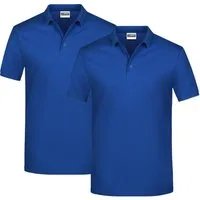 James & Nicholson Poloshirt Doppelpack Klassisches Herren Basic Piqué-Poloshirt JN792 (Doppelpack, 2er-Pack) Mit gestrickten Bündchen an Kragen und Ärmeln
