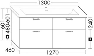 Burgbad WTU.-Schr. Sys30 PG3 Diago 601x1270x460 Weiß Hochglanz, WYLG127F1507 WYLG127F1507