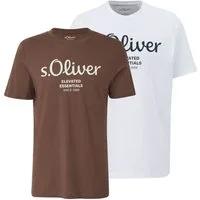 s.Oliver T-Shirt Casual (2-tlg) mit Rundhals-Ausschnitt, kurzarm, Logo-Aufdruck im 2er Pack