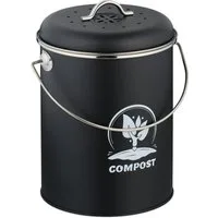 relaxdays Biomülleimer Komposteimer mit Geruchsfilter 5,5 Liter, schwarz