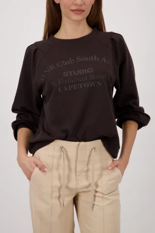 monari - Sweatshirt mit Schriftzug dark chocolate - Gr. - 38
