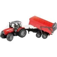 Massey Ferguson 7480, Modellfahrzeug rot/schwarz, mit Wannenkippanhänger