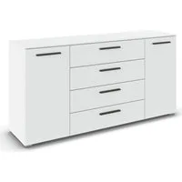 rauch Kombikommode Sideboard Schubkommode Kommode MONTCLAR Front Dekor/Hochglanz/Glas (Breite 160 / Höhe 81 cm, 2 Einlegeböden, inkl. Soft-Close-Funktion), 2-türig, 4 geräumige Schubladen, viele Griffvarianten MADE IN GERMANY