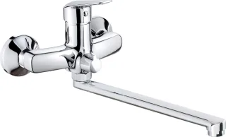 Neuesbad Serie 270 Wandmontage Waschtischarmatur mit Langer Auslauf und Schlauchanschluss, Chrom NB1DEBMO056M1
