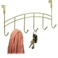 relaxdays Türgarderobe zum Einhängen 6 Hake, gold