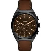 Fossil Chronograph Everett FS6108, Quarzuhr, Armbanduhr, Herrenuhr, Lederarmband, analog