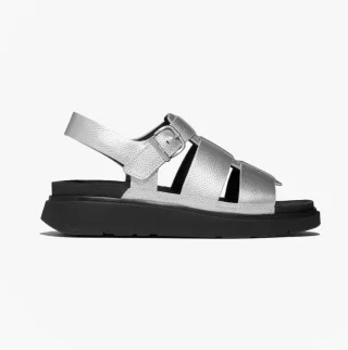 Fitflop Gen-ff Tumbled Damen Sandalen mit Knöchelriemen Silber