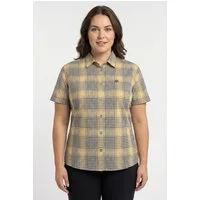Maier Sports Karobluse karierte Optik, mit Stickerei und Logodetail, Hemdblusenkragen