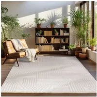 Carpettex Designteppich Skandinavisches Boho Muster, Rechteckig, Höhe: 12 mm, Teppich Wohnzimmer Boho Design Skandinavische Stil Natur Optik