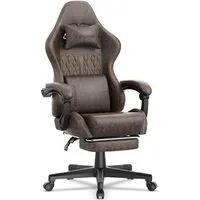 Ferghana Gaming-Stuhl Ergonomisch,Racing Gamer Sessel mit Fußstütze, Lendenkissen,Kopfkissen (Packung), PU Leder Computerstuhl, 360° drehbar