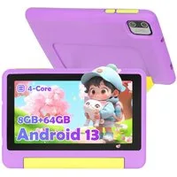 BUFO 7 Zoll Kindersicherung 64GB ROM+128GB Erweiterbar Android 13 HD Kinder Tablet (7", 64 GB, Android 13, WiFi, Robustes Tablet für Kinder mit Schutzhülle & Elternkontrolle)