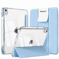 S&T Design Tablet-Hülle Hülle für iPad mit Stifthalter Transparent Stoßfest Tablet Schutzhülle, Kratzfest Hülle Cover Stoßfest Hard Case Ständer Kamera Displayschutz