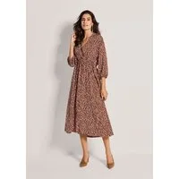MADELEINE Midikleid Wickelkleid mit Allover-Print Freizeitkleid mit V-Ausschnitt, 3/4-Arm und Wadenlänge