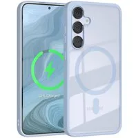 EAZY CASE Handyhülle Transparente Hülle mit MagSafe Galaxy S25 Plus 6,7 Zoll, Softcase, Schutzhülle mit Displayschutz, stoßfest, kratzfest, Hellblau