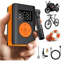 SWGOTA Fahrradpumpe Tragbar Mini Fahrradpumpe 120PSI 2*550mAh leise 50dB mit 15L/min, Mini Elektrische Luftpumpe 14-Zylinder USB Tragbar mit 100lm Licht