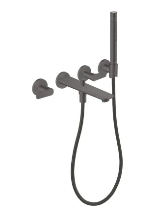 Hansgrohe 3-Loch Fertigset Wannemisch.Wand Unterputz Axor Citterio C mit HB Cubic cut brushed blac 49481340