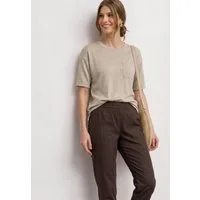 STREET ONE Rundhalsshirt Sommershirt mit Rundhals und Brusttasche/Melange-Look