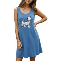 PYLIKE Sleepshirt Damen ärmelloses Nachthemd mit Mops Print – Rundhals Tanktop Geeignet für Zuhause und Freizeit