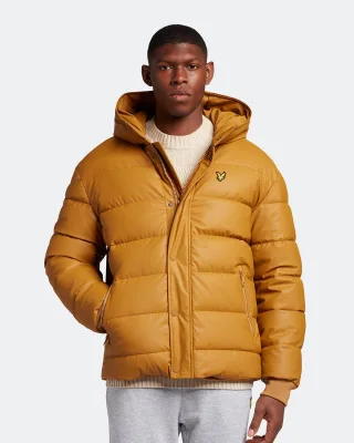 Lyle & Scott – Gummierte Pufferjacke in Senfgelb