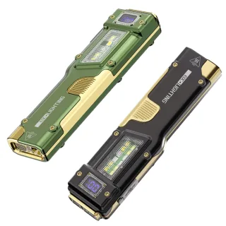 BIKIGHT 10W Compact Thin Mini Portable LED Flashlight Digital Display EDC Tactical Rechargeable Work Light, Three-Source