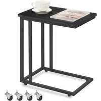 VASAGLE Beistelltisch (1-St), mit Rollen, C-Form, mobiler Kaffeetisch, 35 x 50 x 60 cm