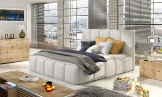 Polsterbett Doppelbett VERONA Set 1 Kunstleder Weiss 120x200cm