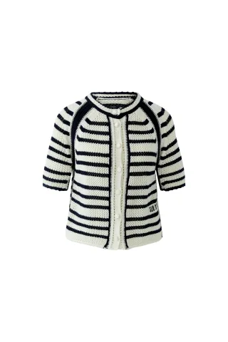 Oui - Strickjacke white blue - Gr. - 40