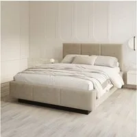 FDM Polsterbett ALMADA modern mit Bettkasten MADE IN EU - mit Cord Bezug (verfügbar 90x200 120x200 140x200 160x200 180x200cm, Bettrahmen, Bett, mit großen gepolsterten Kopfteil, mit Bettkasten zum aufklappen), Hebbarer Metallrahmen, Bettkasten, mit/o