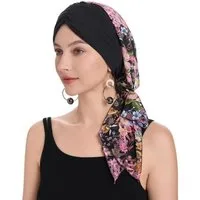 LuxusKollektion Turbanmütze Kopftuch Damen Turban Bedruckt Sommer Kopfbedeckung Floral Black