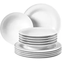 Seltmann Weiden Tafelservice Teller Set, Geschirr-Set Beat (12-tlg), 6 Personen, Porzellan, mit Rillendekor, 12 Teile, für 6 Personen