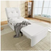 Merax Schlafsofa 2-in-1 Schlafsessel mit Ausziehfunktion, Schlafsessel Sessel 1 Teile, Einzelsessel Gästebett mit 80x165 cm Liegefläche, Leinenbezug