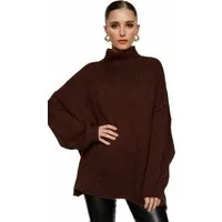 Worldclassca Longpullover WORLDCLASSCA Damen Oversize Strickpulllover Lang Pulli mit Steh Kragen Neue Kollektion - Stilvolle und gemütliche Strickmode für Damen