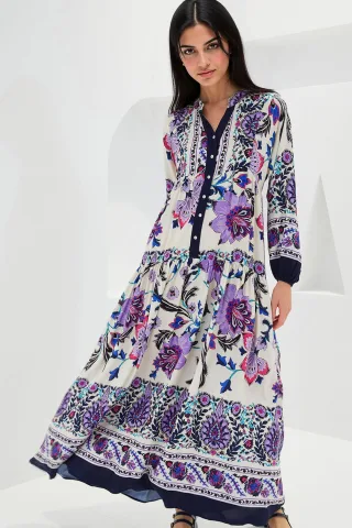 V-Ausschnitt Maxikleid