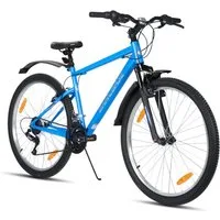 HILAND Mountainbike 26/27 Zoll Herren Damen Studenten fahrräder, Gelände Pendlerfahrräder, Mit 18 Gang, Doppel-V-Bremsen, stoßdämpfender Federgabel, Schutzblech