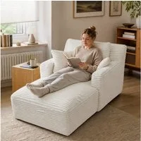 ANYSUN Loungesofa Modernes Chaiselongue-Sofa,Cord-Schlafsofa, 2 Kissen,Relaxsessel Cord, ohne Montage mit Taschenfederkern & Schaumstoffpolsterung,Loungesofa, Lesesessel bequem, fur Wohnzimmer, Büro & Wohnung,Apartment
