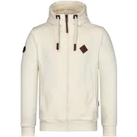 naketano Sweatjacke Herren mit Kapuze, breiter Stehkragen, melierte Sweatware, Kordelzug Eingrifftaschen, Rippbündchen, Kunstleder-Logo, casual, Streetwear