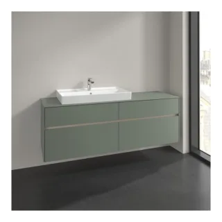Villeroy und Boch Collaro Waschtischunterschrank C026B0AF 160x54,8x50cm, Waschtisch links, LED-Beleuchtung 12W, soft green
