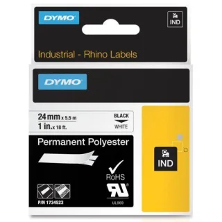 Dymo Rhino 6000+ Perm. Polyester 24 mm x 5,5 m schwarz auf trans.